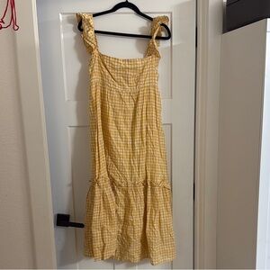 Yellow CAARA Gingham Sleeveless Dress
